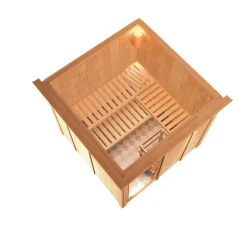 Karibu Systemsauna Rodin 68 mm ohne Ofen mit Dachkranz