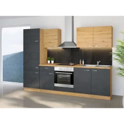 Küchenzeile Alina Eiche Artisan Matera anthrazit 270 cm