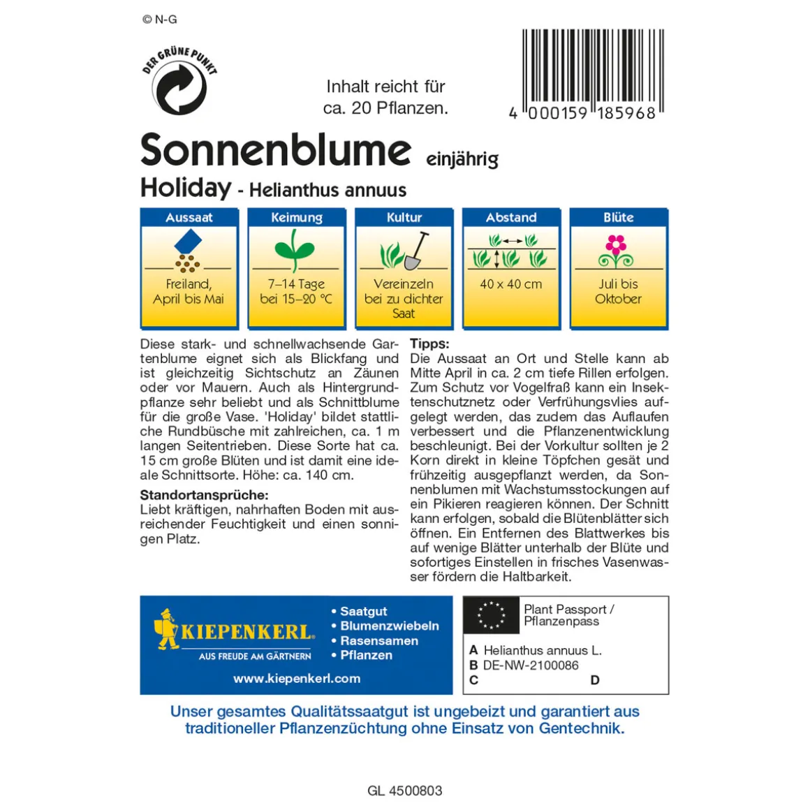 Kiepenkerl Sonnenblume Holiday