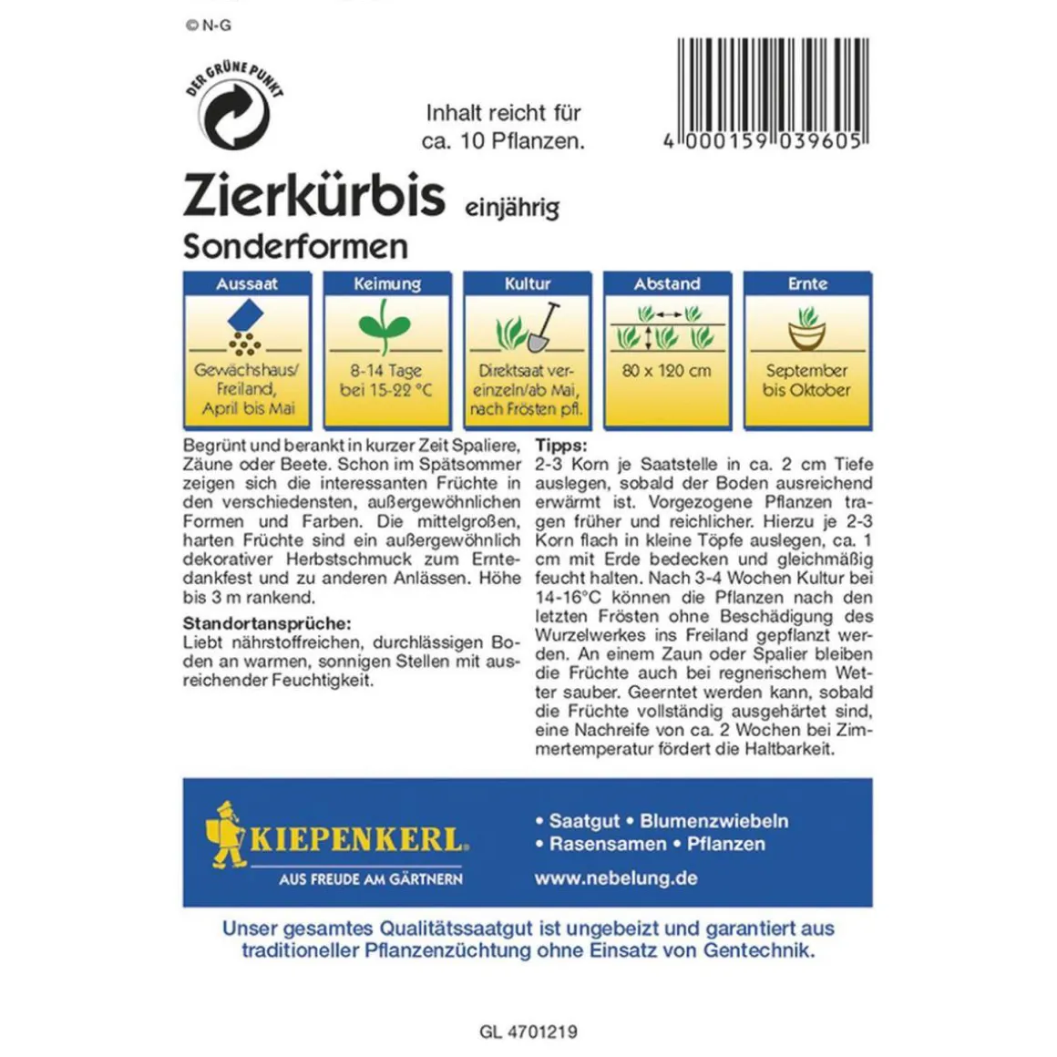 Kiepenkerl Zierkürbis Sonderformen Profi-Line