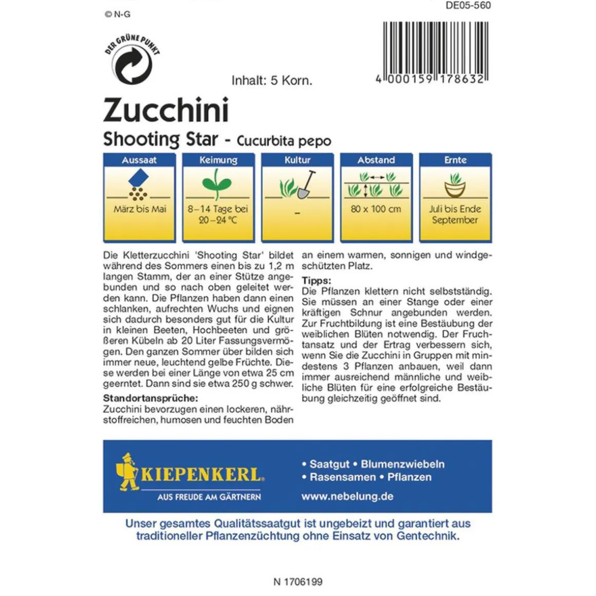 Kiepenkerl Zucchini Shooting Star