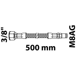 Kirchhoff Flex-Anschlussschlauch schwarz matt 3/8" IGxM8AG 500 mm lang