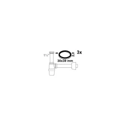Kirchhoff Siphon Flachdichtung Silikon 30 x 39 x 2 mm fuer 1 1/4" 3x