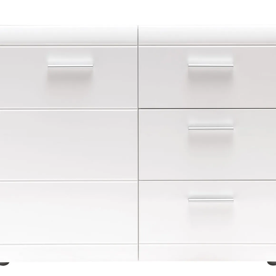 Kommode Adison Fronten in Hochglanz mit Rillenfräsung 96 x 86 x 40 cm weiß