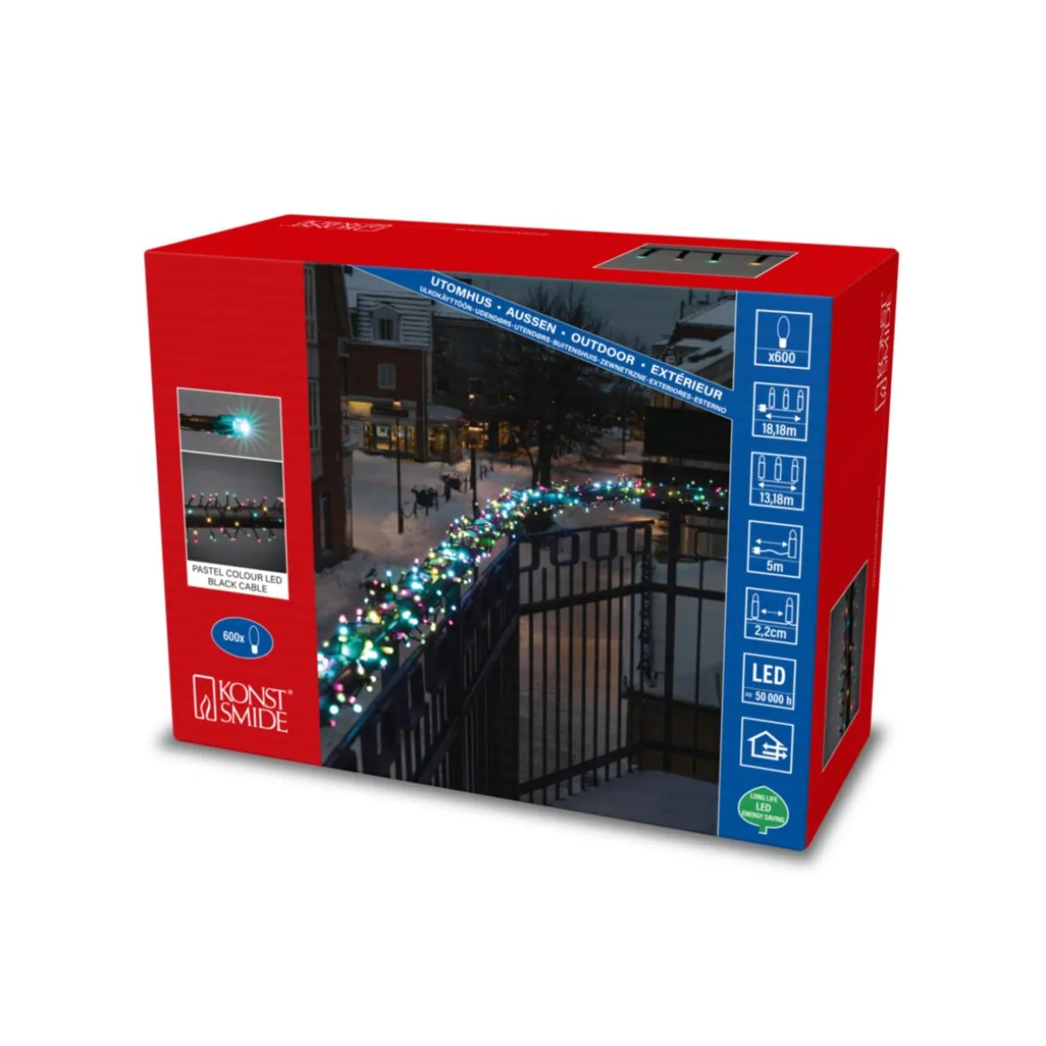 Konstsmide LED Minilichterkette mit 600 bonbonfarben LEDs