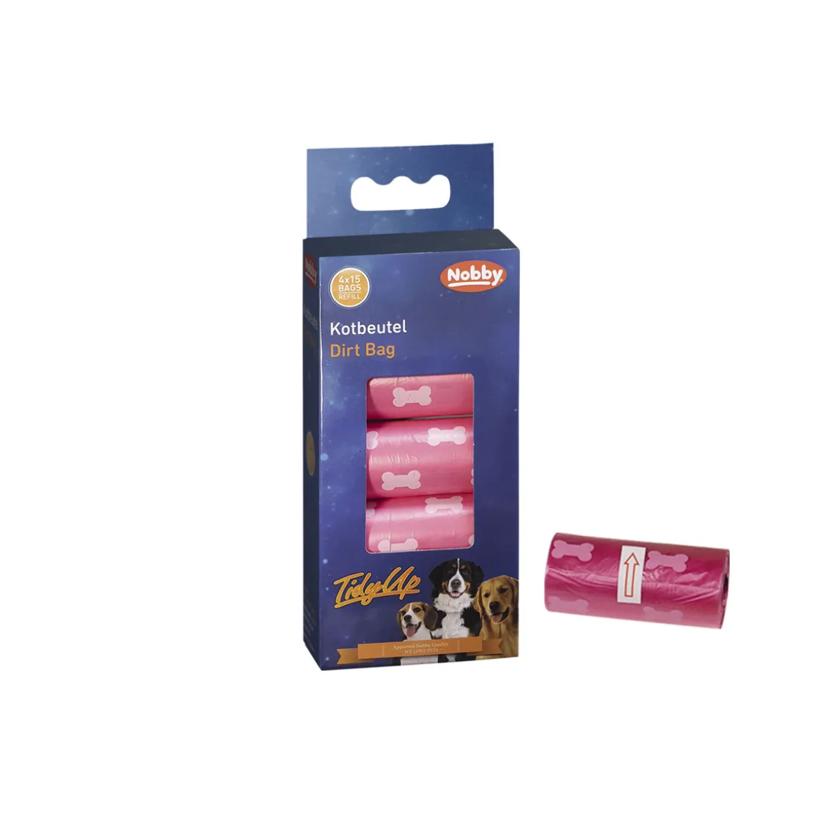 Kotbeutel und Knochendruck TidyUp fuchsia 4 Rollen a 15 Beutel