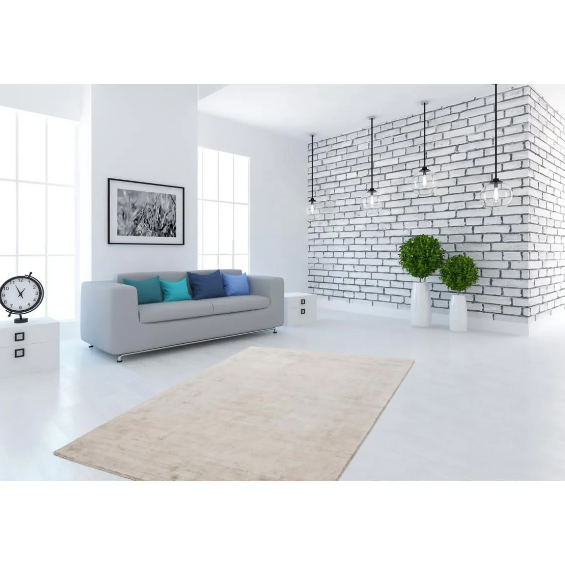 Kurzflorteppich „Luxury 110“ Elfenbein/Taupe, 80x150cm
