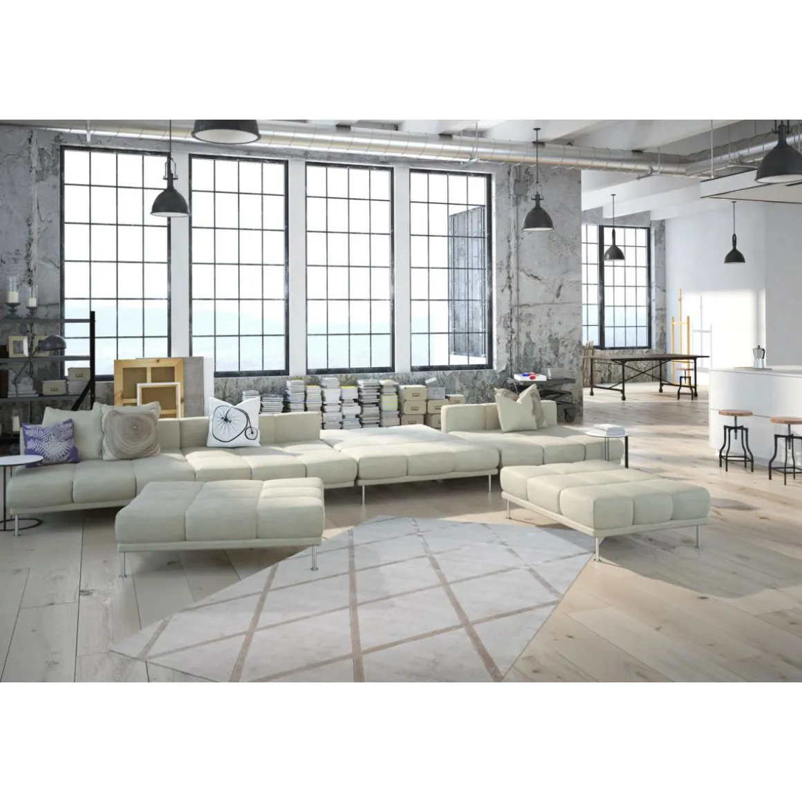 Kurzflorteppich „Luxury 210“ Elfenbein/Taupe, 200x290cm