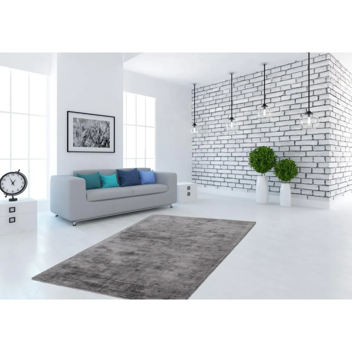 Kurzflorteppich „Luxury 110“ Grau/Anthrazit, 120x170cm
