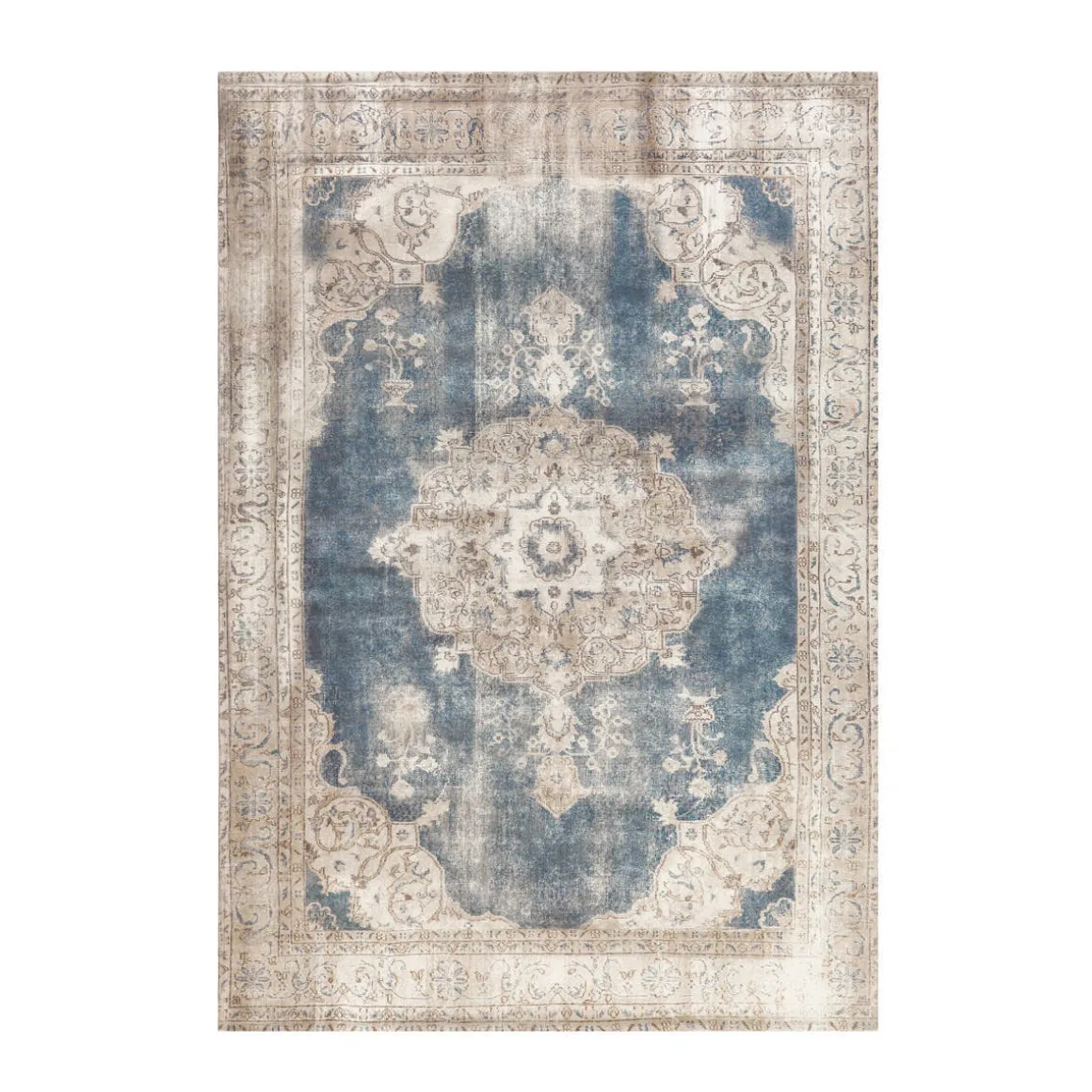 Kurzflorteppich „Vintage 8400“, creme/blau
