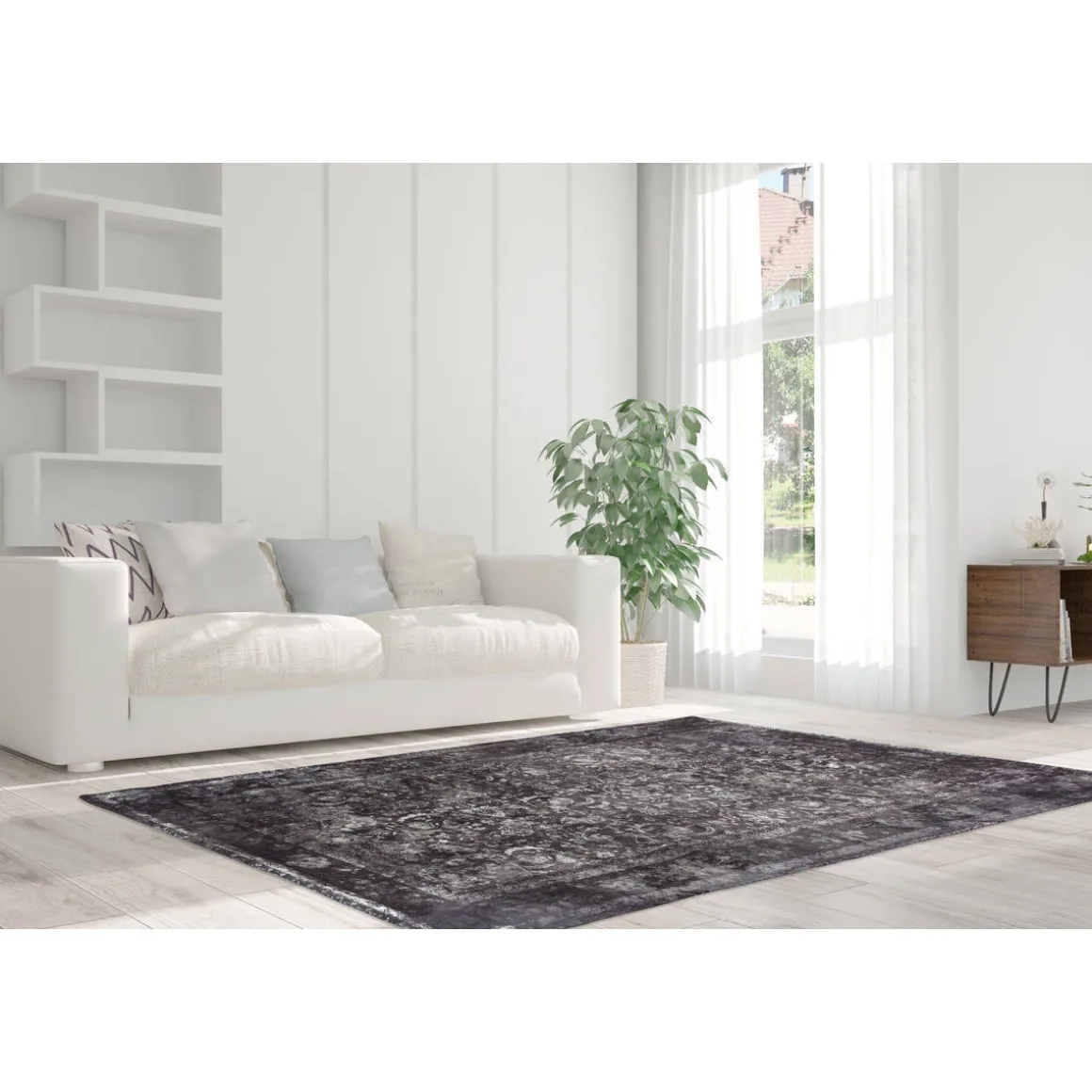 Kurzflorteppich „Vintage 8400“, grau