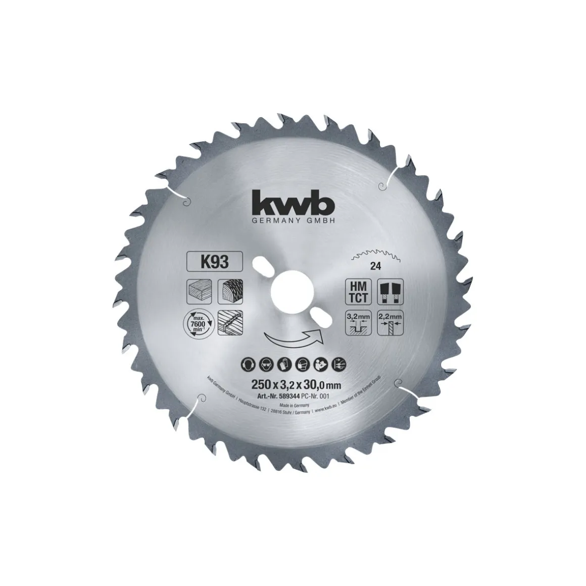 kwb Bauholz-Kreissägeblätter für Bau- und Tischkreissägen Durchmesser 250 mm