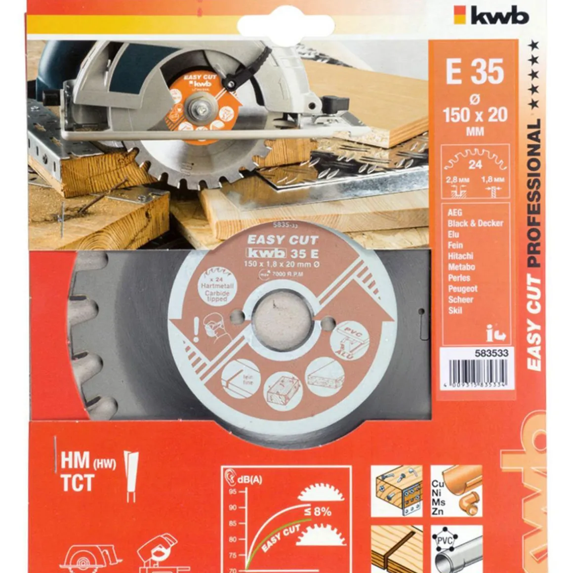 kwb Kreissägeblätter Easy Cut für Handkreissägen Durchmesser 150x20 mm