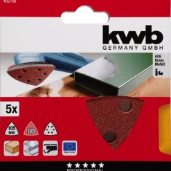 kwb Schleifdreiecke Quick Stick Holz und Metall 105 mm K80