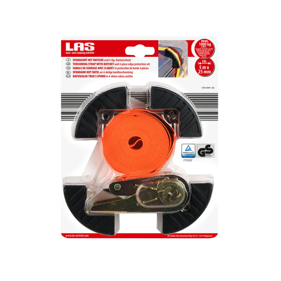 LAS 10299 Spanngurt mit Ratsche 25 mm x 5 m 500 kg