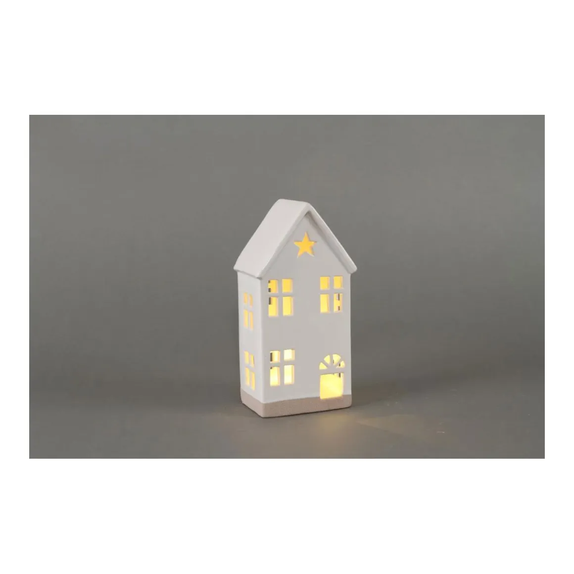 LED Haus 12x8,5x23,5cm weiss inkl. 2xLR44 Dolomite