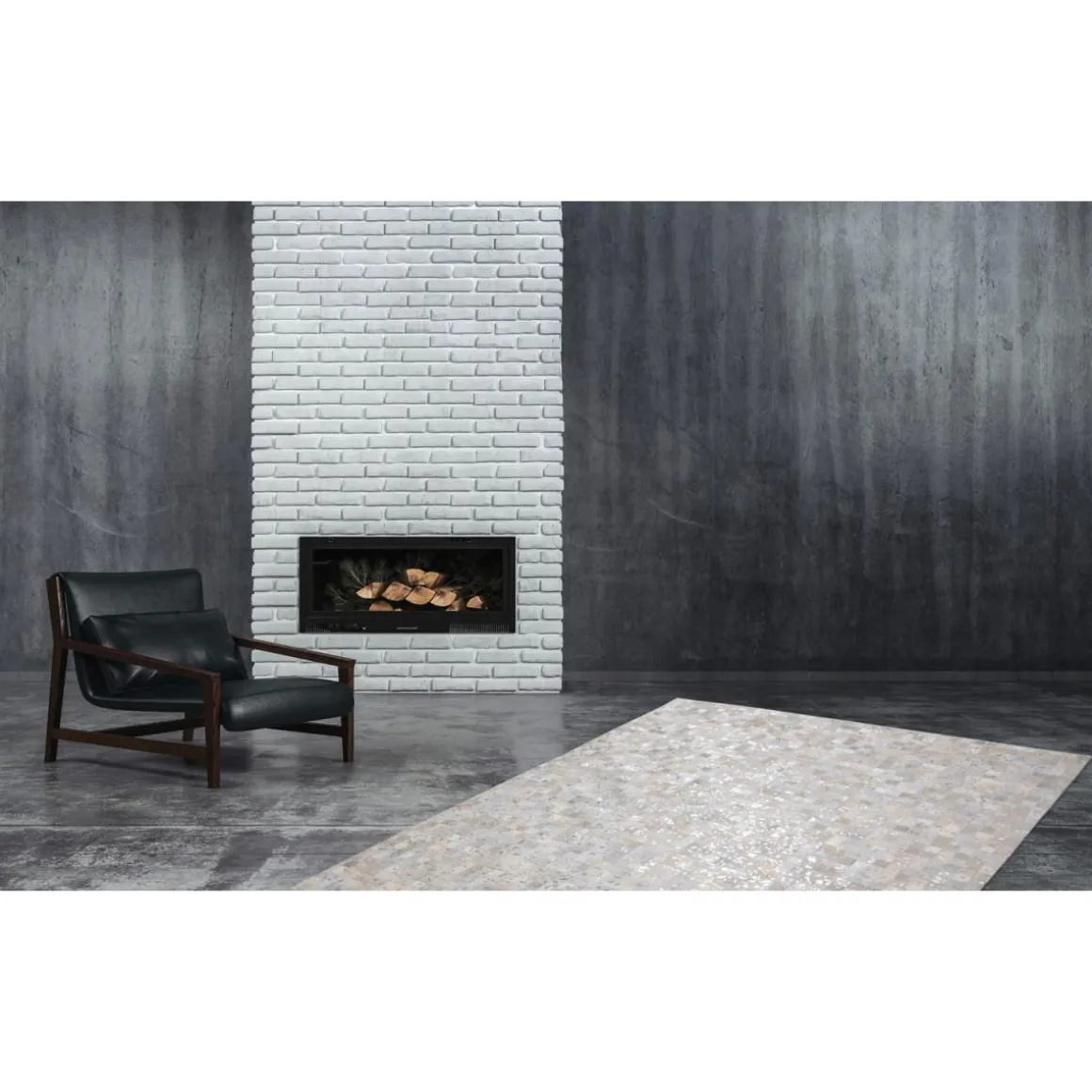 Lederteppich „Rocket 110“ Grau/Silber, 80x150cm