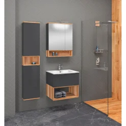 LED-Spiegelschrank Nelle anthrazit Eiche Country 60 cm