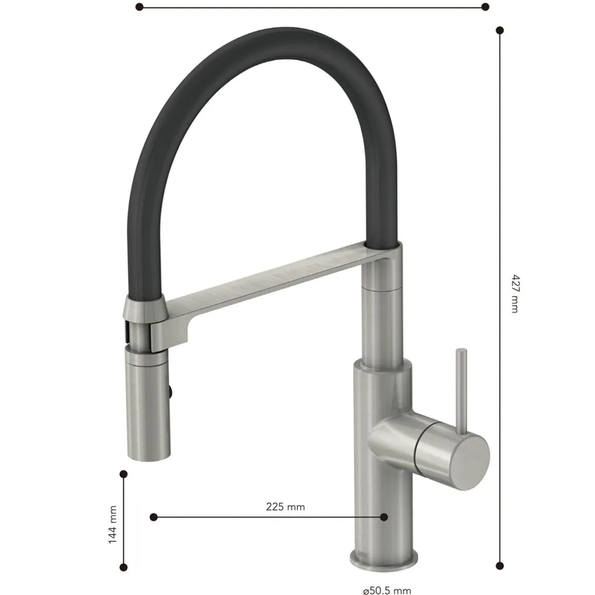 Lenz Küchenarmatur NALU mit Pendelbrause nickel-schwarz