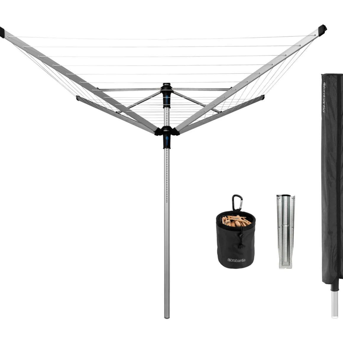 Lift-O-Matic 60 M - 50 mm Rohr mit Metall-Bodenanker & Hülle und Wäscheklammerbeutel