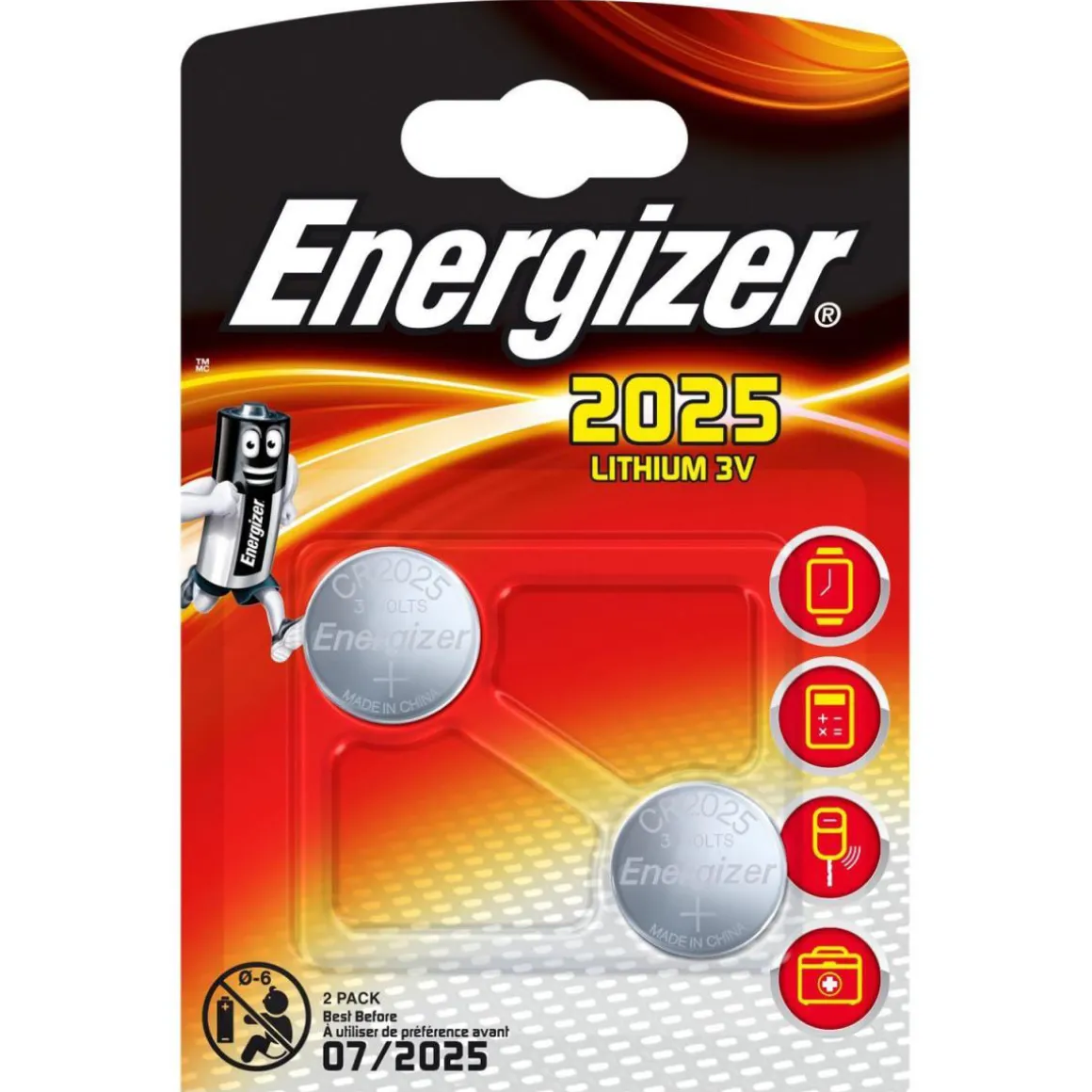 Lithium-Batterie CR2025 2 Stück