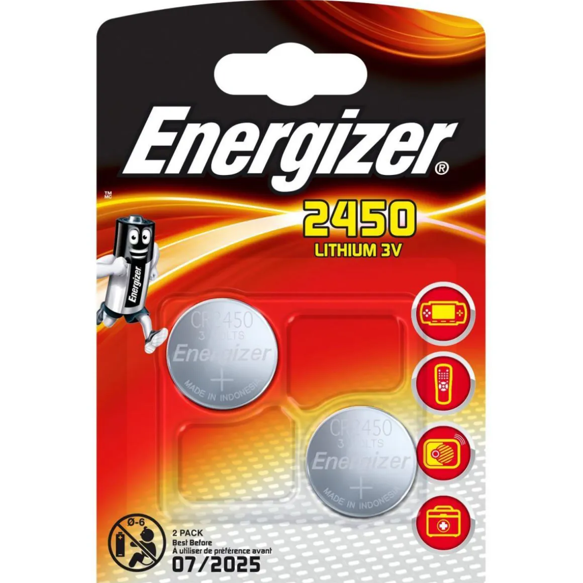 Lithium-Knopfzellen CR 2450 2 Stück