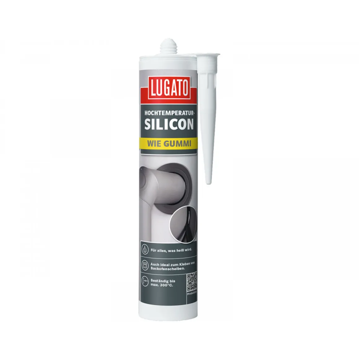 Lugato Hochtemperatur-Silikon Wie Gummi Ofenschwarz 310 ml
