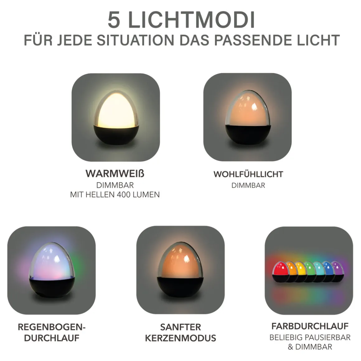 MegaLight LED-Dekoleuchte Ovo Pure 2,5 W RGBW IP54 Akkubetrieb