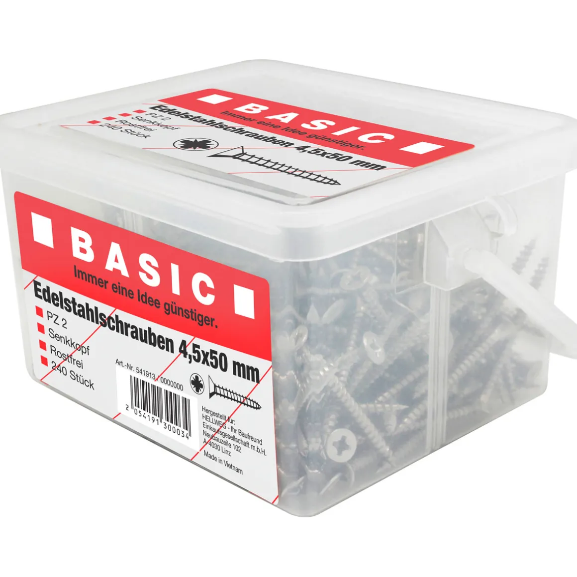 MyTool Edelstahlschraube 4,5 x 50 mm 240 Stück im Eimer