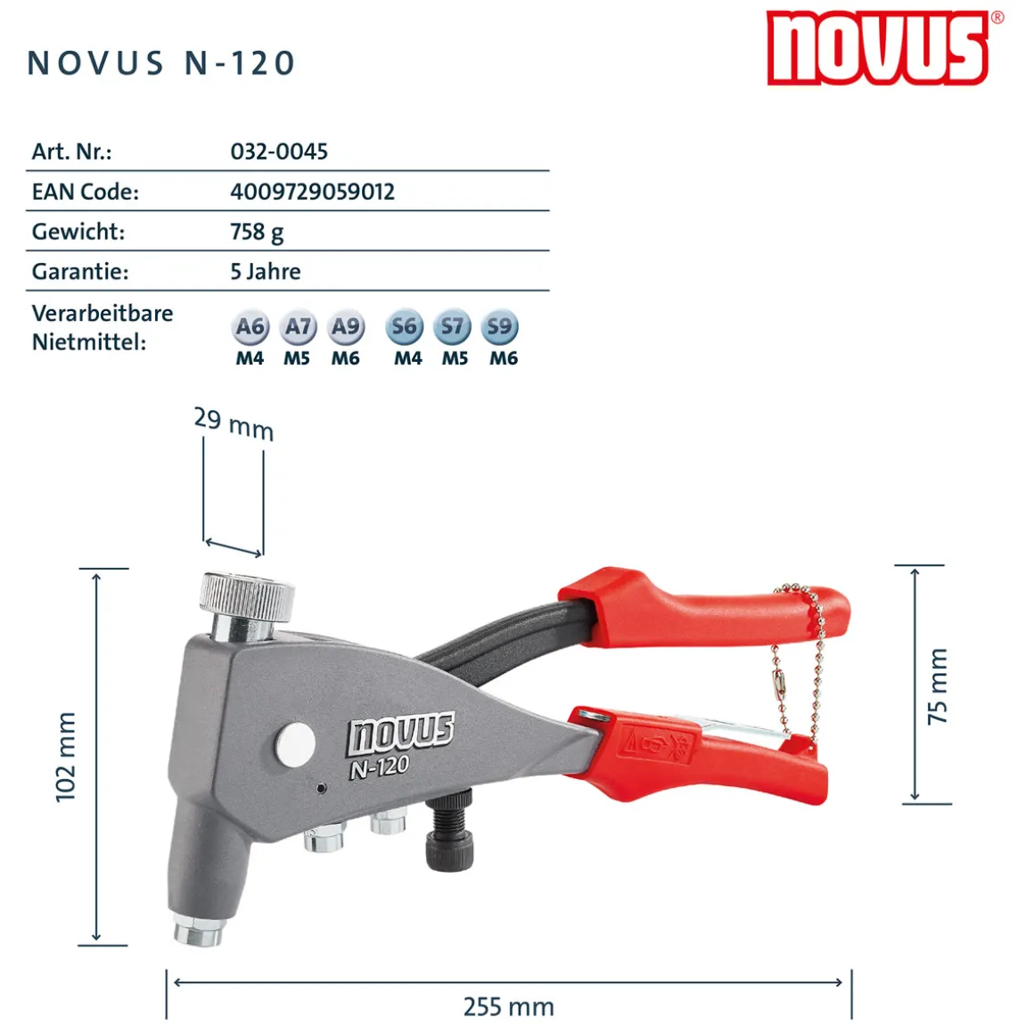 Novus Blindnietmutterzange N-120