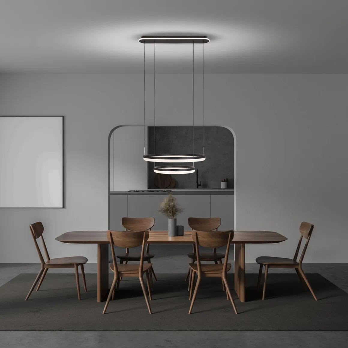 näve LED-Pendelleuchte Circulo schwarz dimmbar