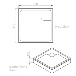 Ottofond Wannenträger quadratisch 90 x 90 cm