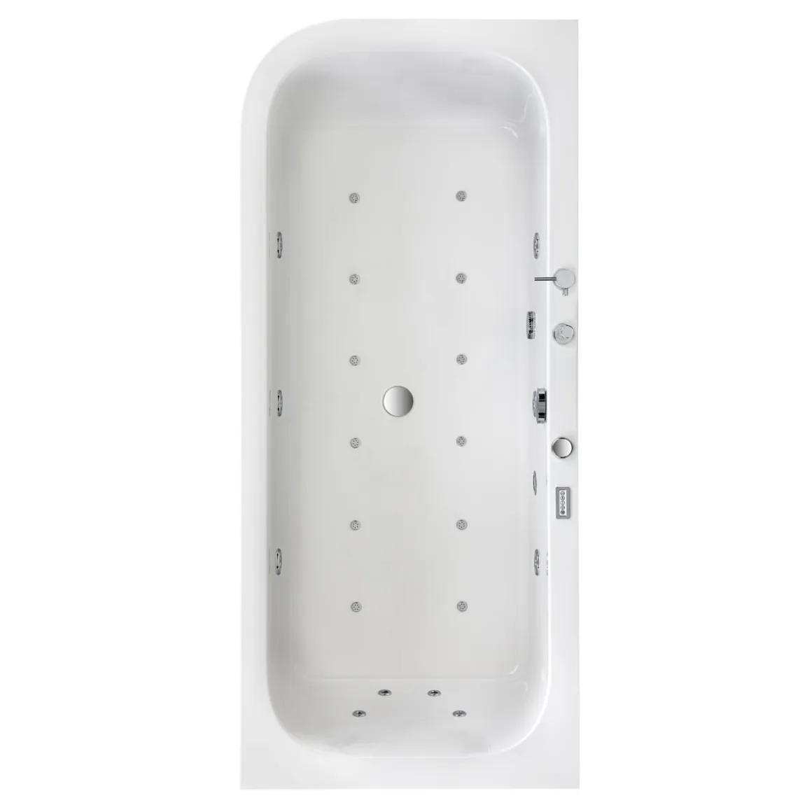 Ottofond Whirlpool-Komplettset Spirit links 180 x 80 cm weiß inklusive Wannenrandarmatur S2000
