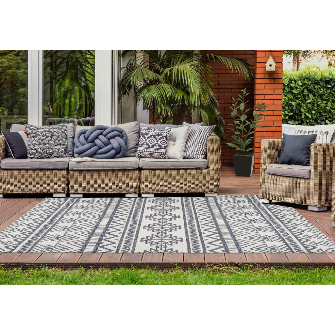 Outdoor-Teppich „Yoga 500“, anthrazit/elfenbein