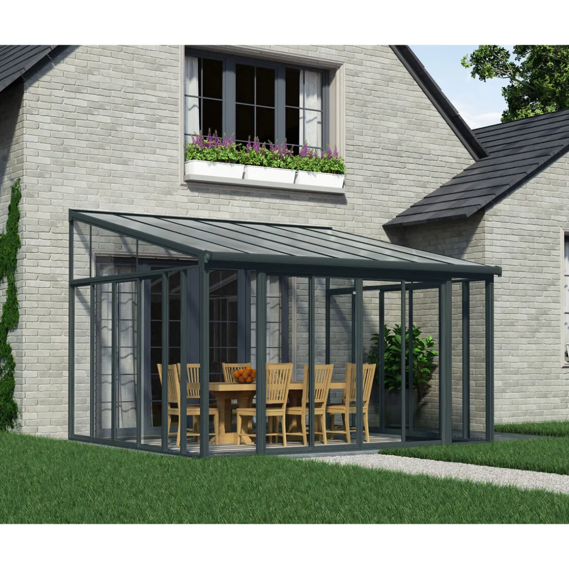 Palram Canopia SanRemo Alu Wintergarten Polycarbonat 4x4,4 m grau