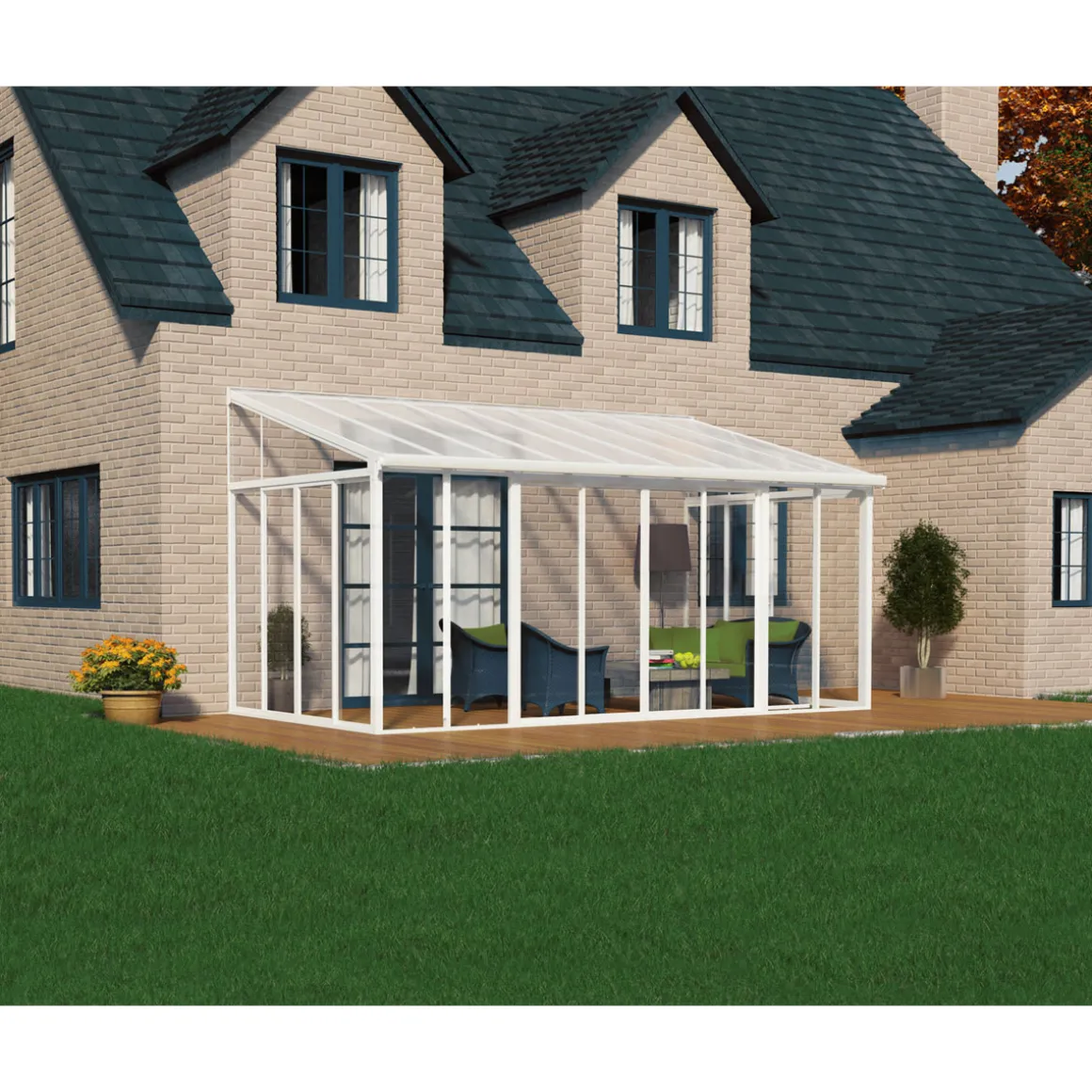 Palram Canopia SanRemo Alu Wintergarten Polycarbonat 3x5,6 m weiß