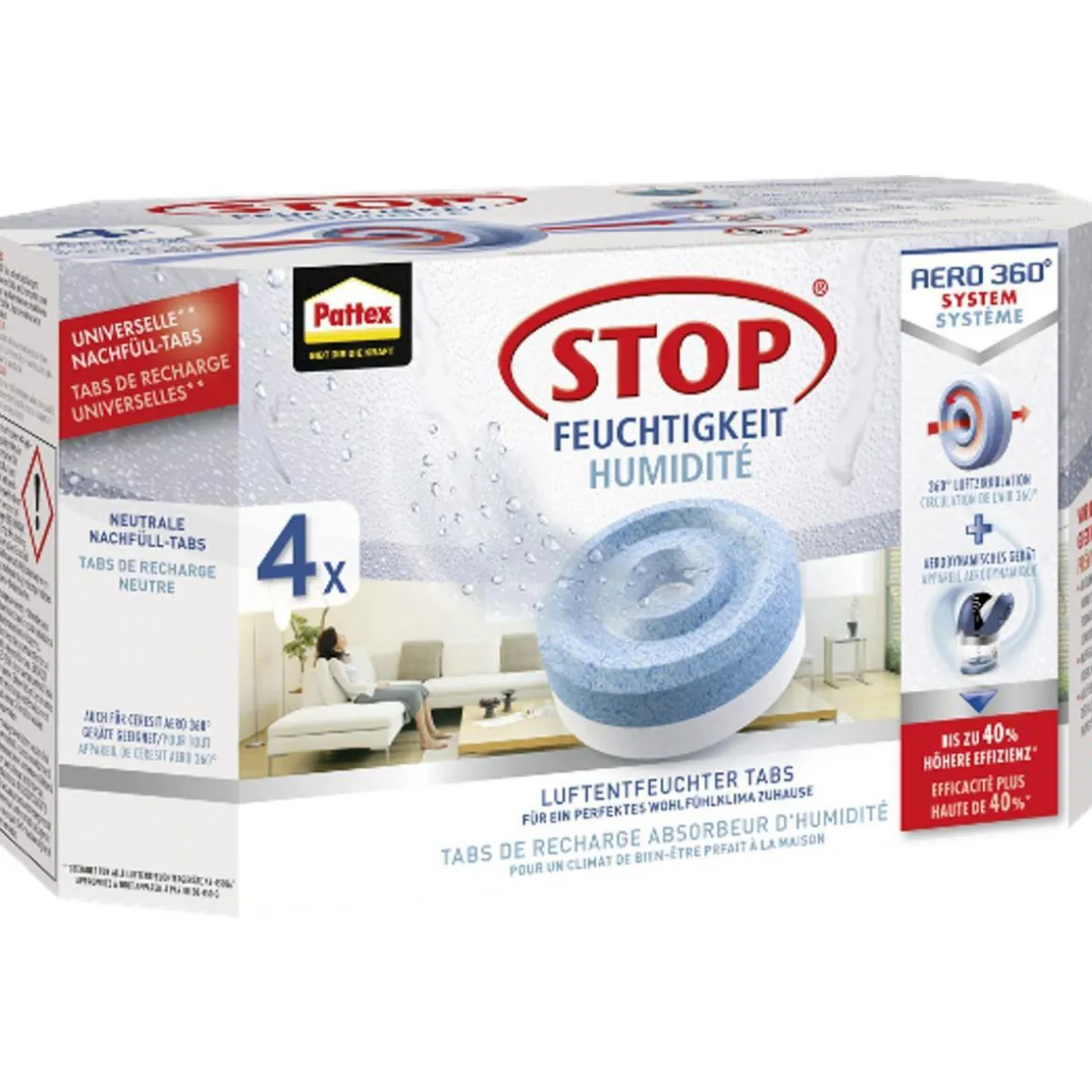 Pattex Luftentfeuchter Tabs AERO 360 Neutral Tabs 2 x 450 g