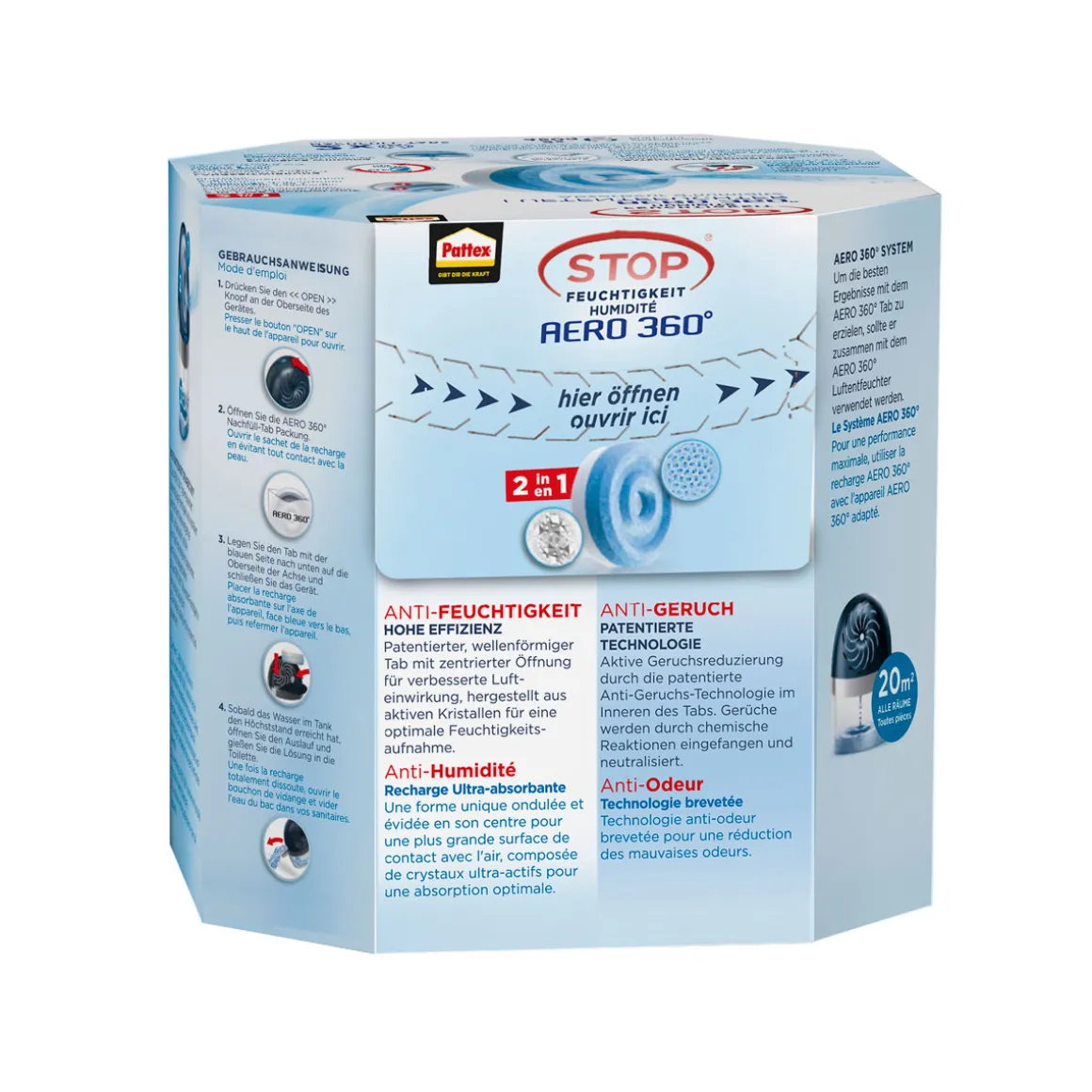 Pattex Luftentfeuchter Tabs AERO 360 Neutral Tabs 2 x 450 g