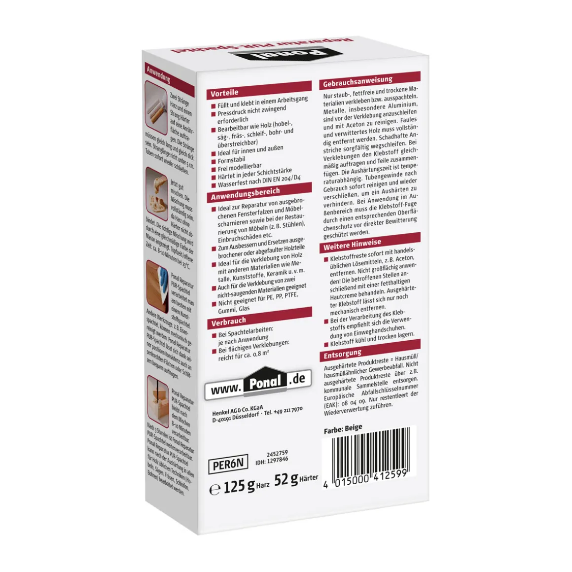 Ponal Spachtelmasse Reparatur PUR-Spachtel 177 g