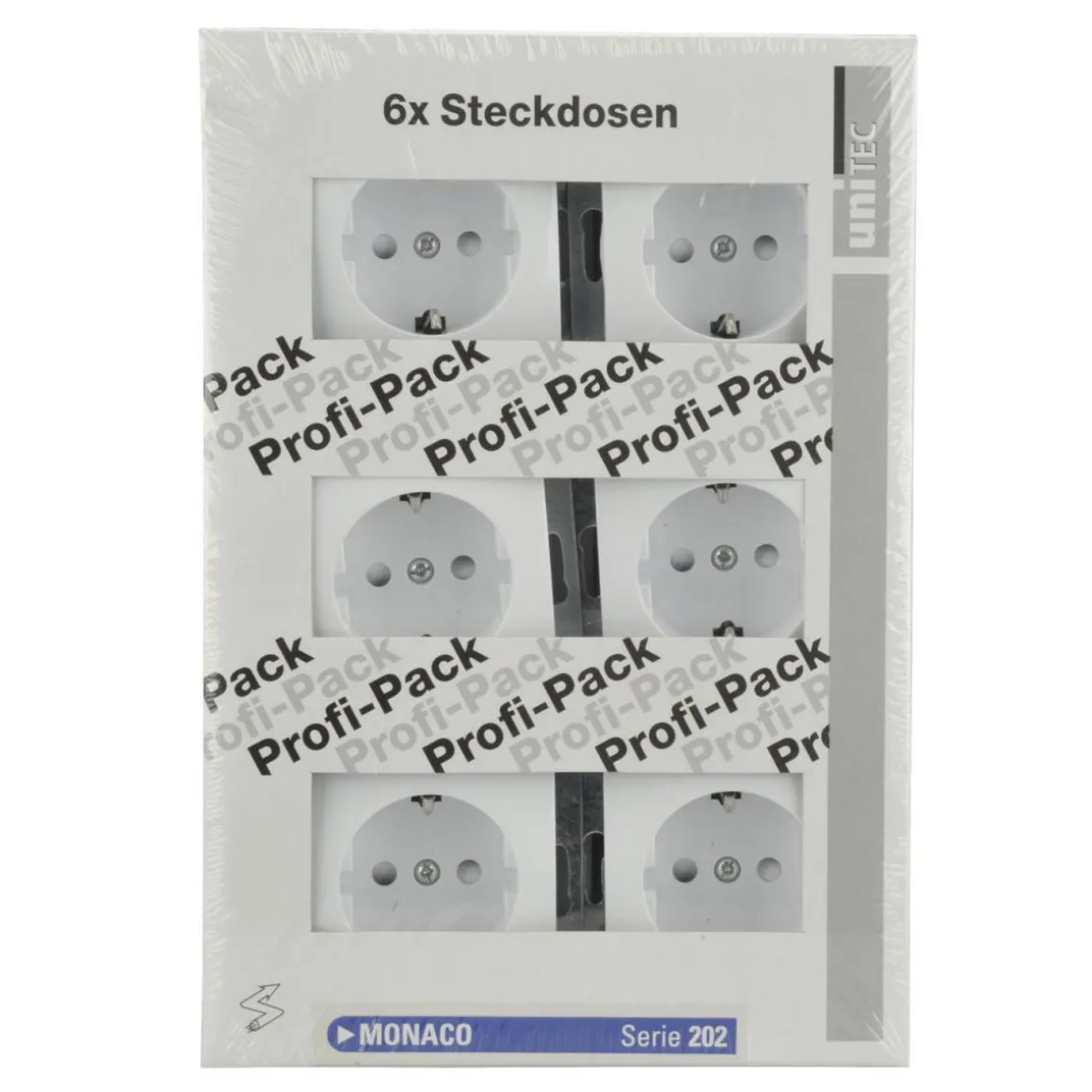 PROFI-PACK-SET Steckdosen Monaco ultraweiß 6 Stück Serie 202