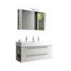 Progetto Idea Stella Badmöbel DOMUS 120 Ulme creme mit Spiegelschrank und Lampe