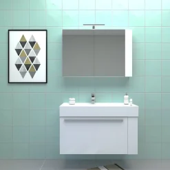 Progetto Idea Stella Badmöbel DOMUS 100 weiß mit Spiegelschrank und Lampe