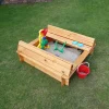 Promadino Sandkasten Donald 100 x 100 cm klappbare Abdeckung