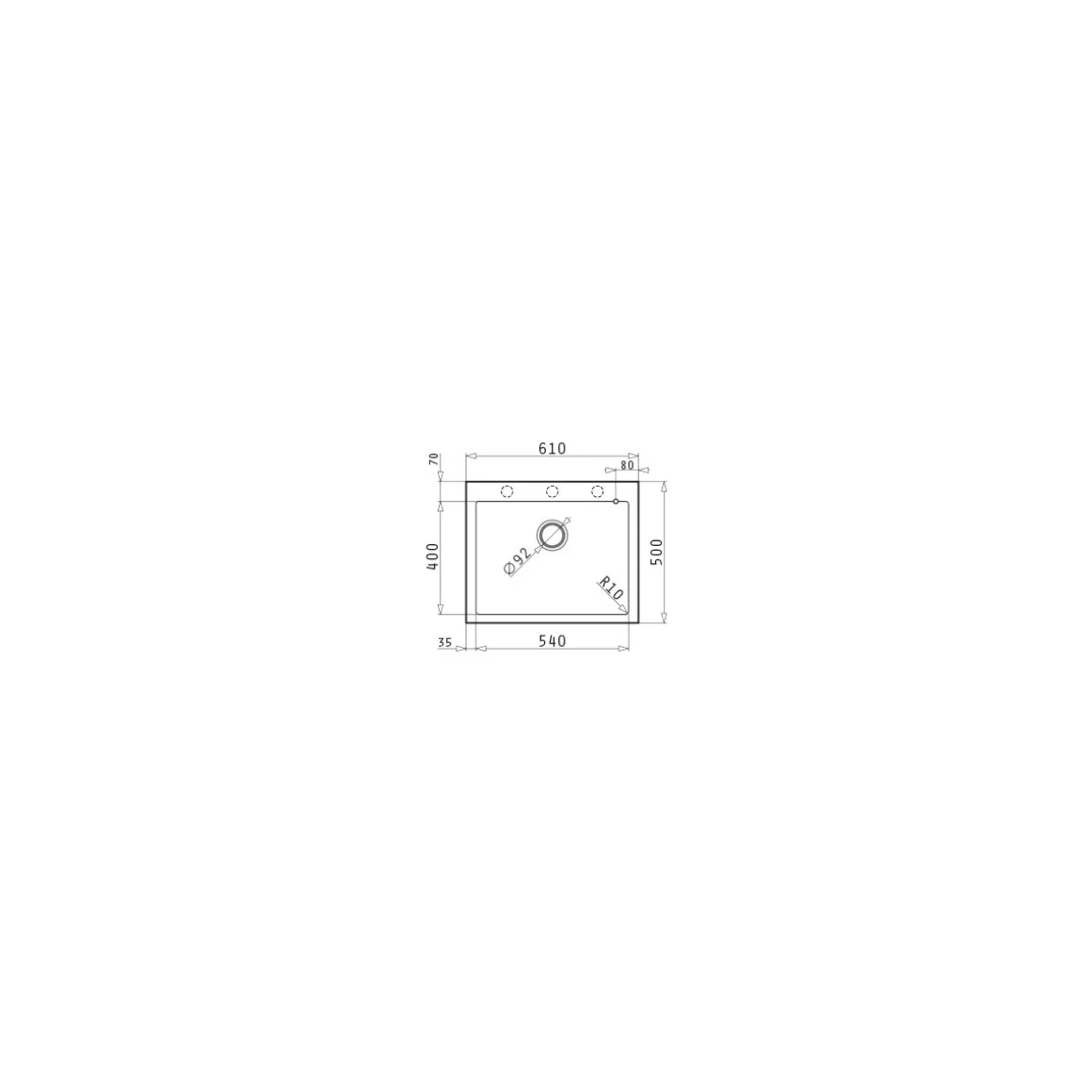 Pyramis Einbauspuele ISTROS 61 x 50 cm 1B Granit Iron Grey