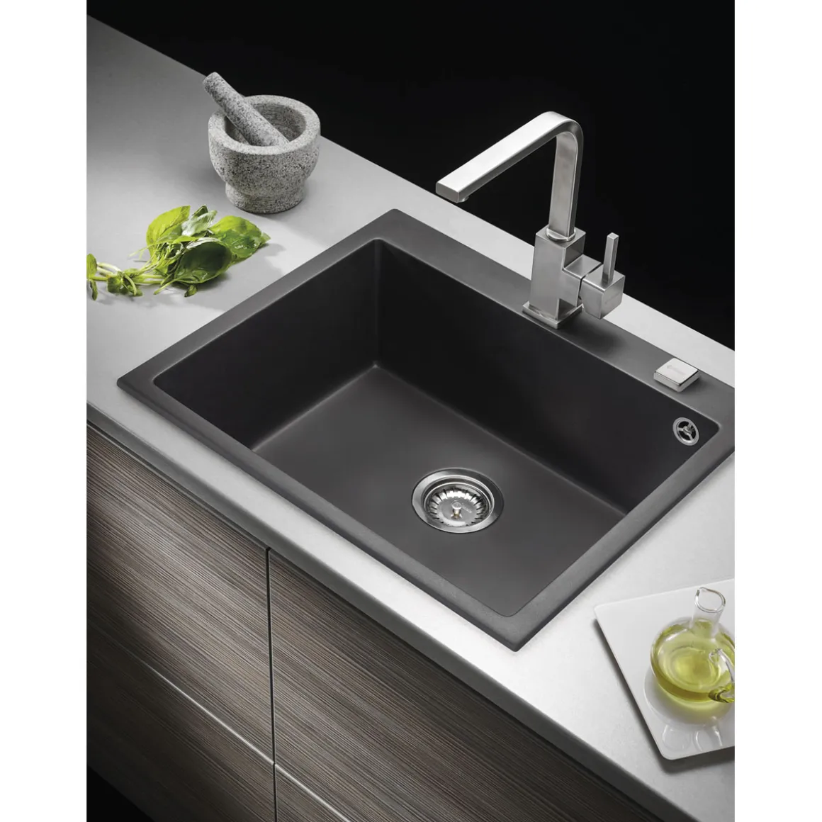 Pyramis Einbauspuele ISTROS 61 x 50 cm 1B Granit Iron Grey
