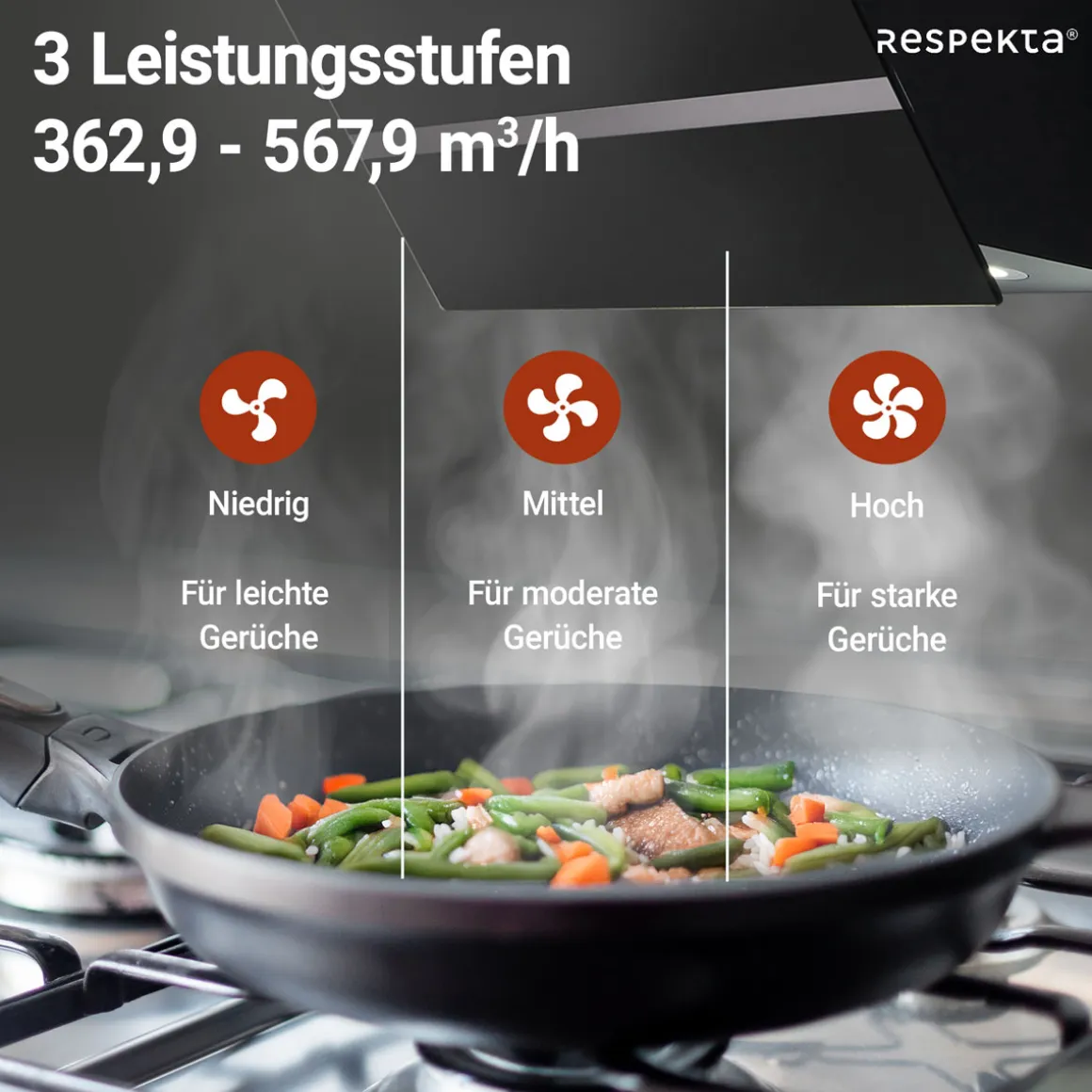 Respekta Design-Schrghaube Hera CH24060SAM 60 cm Schwarz