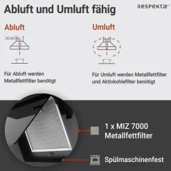 Respekta Haube Schwarz, 60 cm, EEK B3 Leistungsstufen LED-Beleuchtung