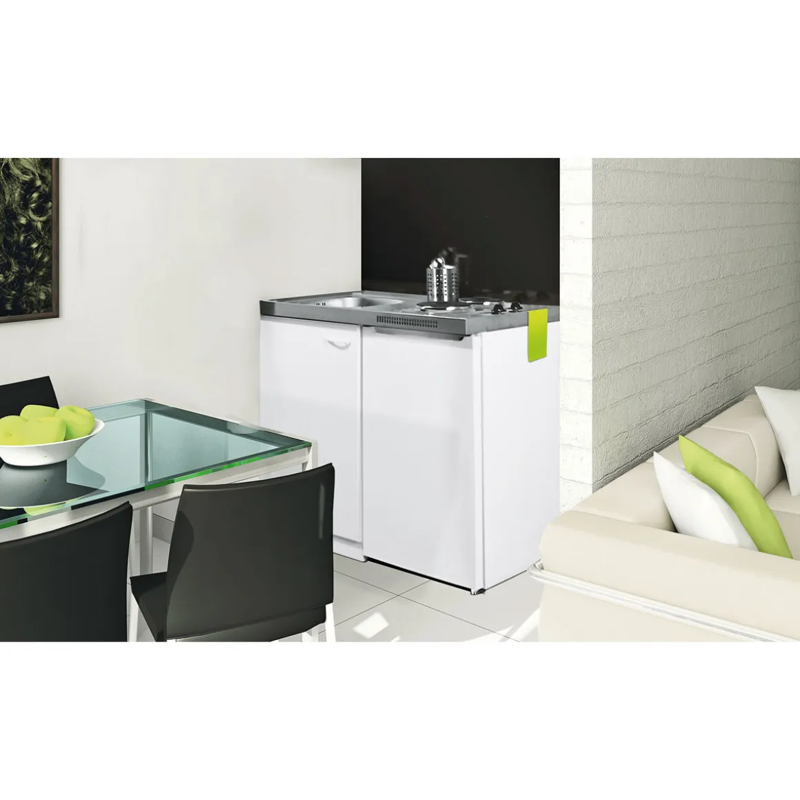 Respekta Levin Miniküche Pantry100SV 100 cm Weiß
