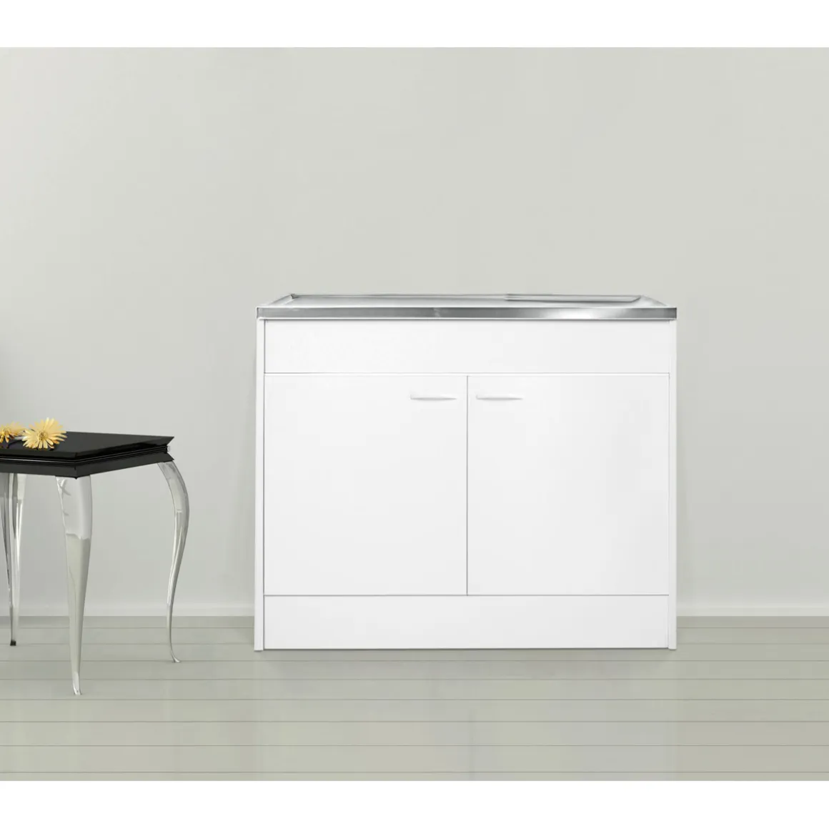 Respekta Samara Komplettspüle KS50D 100 x 50 cm Weiß / Weiß
