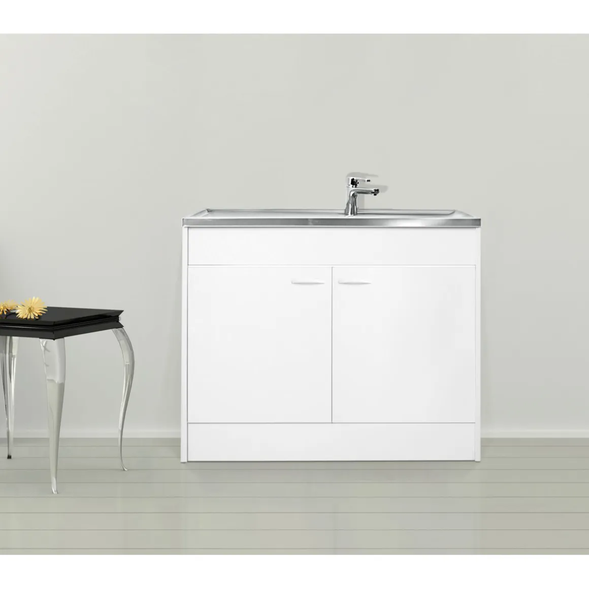 Respekta Samara Komplettspüle KS50D 100 x 50 cm Weiß / Weiß